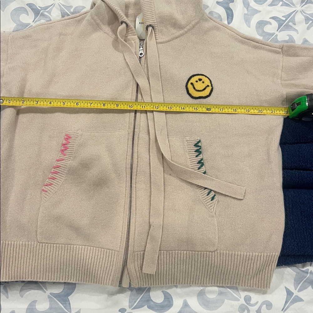 Kerri Rosenthal 100% cashmere smiley zip up Sz S - Picture 4 of 5
